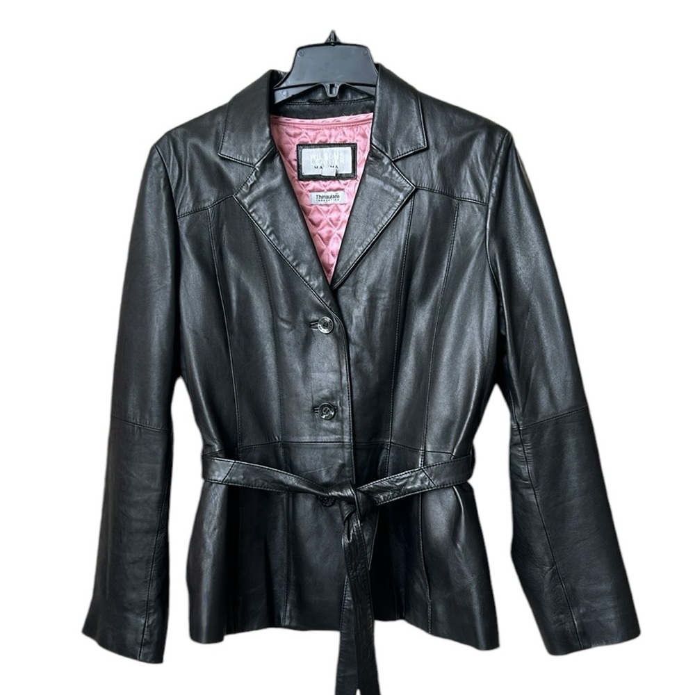 Vintage Wilsons‎ Leather Maxima Pink Lined Black Leather Jacket Thinsulate L